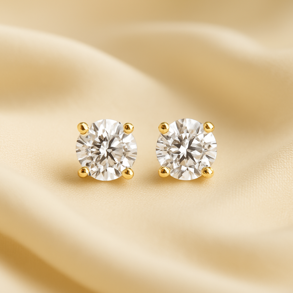 5 Pairs 14K Gold Stud Earrings Set