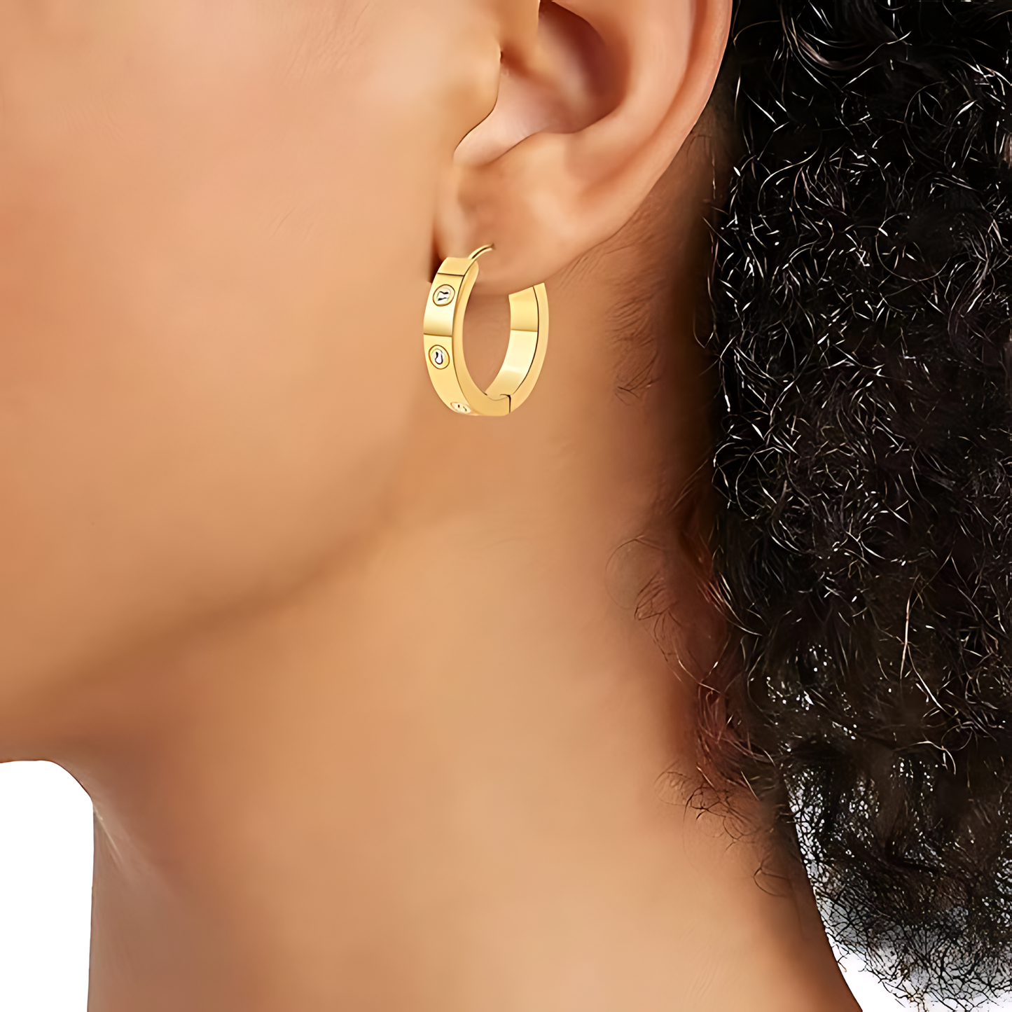 18K Gold Hoop Earrings Set (3 pairs)