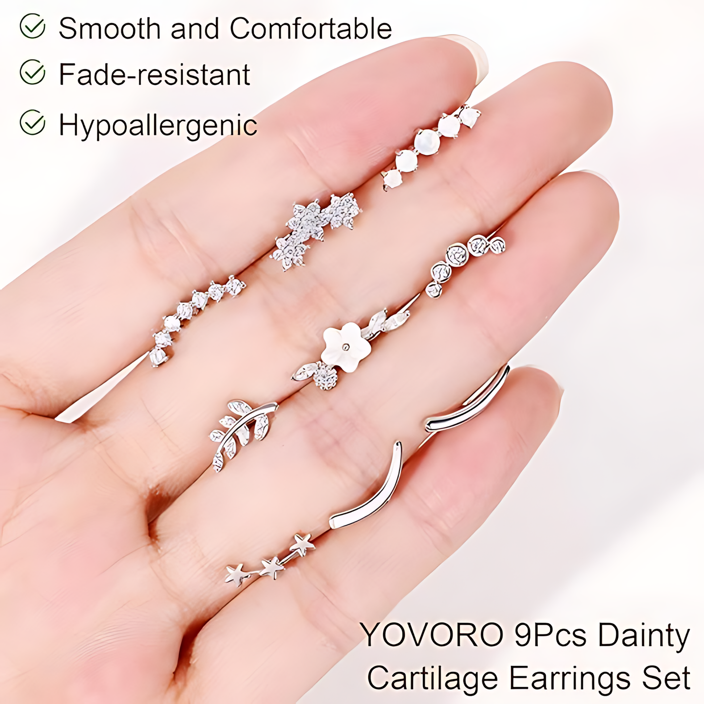 Stainless Steel Cartilage Earrings (9Pcs)