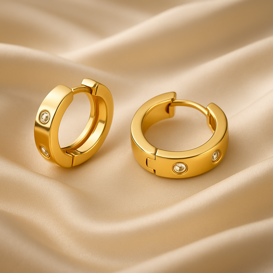 18K Gold Hoop Earrings Set (3 pairs)