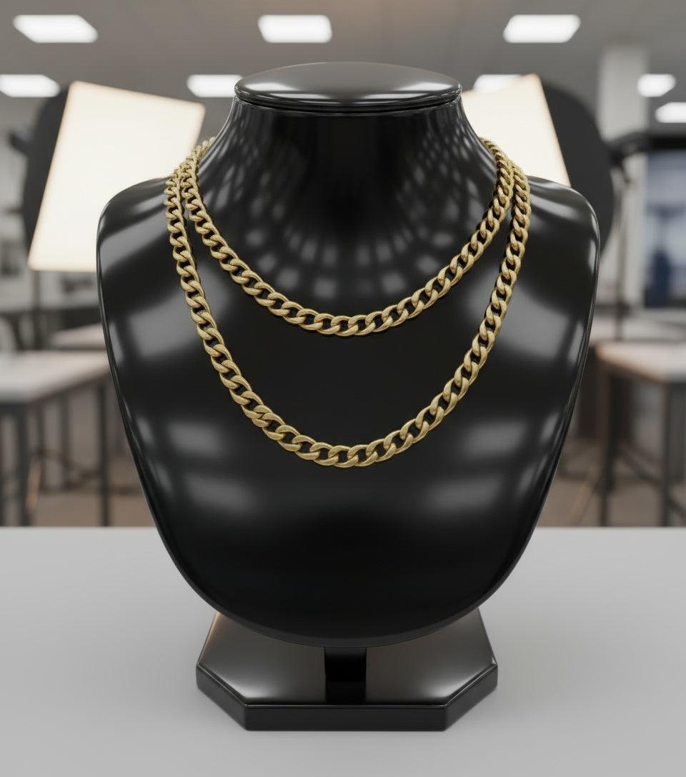 18K Gold Cuban Chain Necklace (9mm)