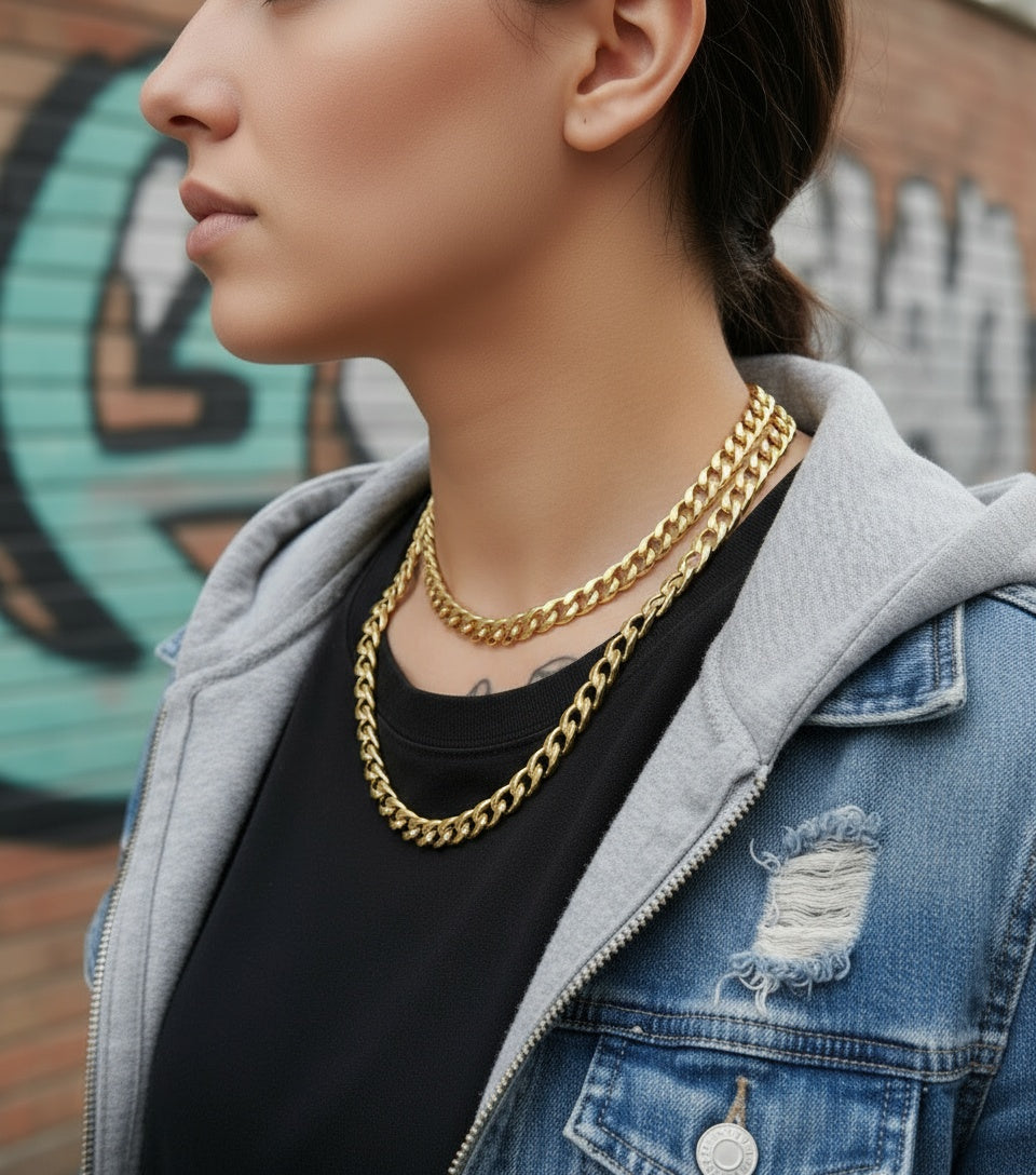 18K Gold Cuban Chain Necklace (9mm)